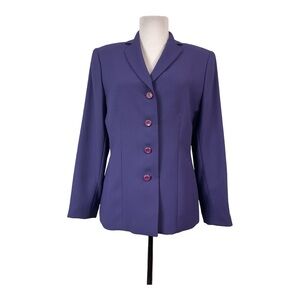 Le Suit Women's Petite 10 10P Suit Blazer Jacket Purple Lined Long Sleeves